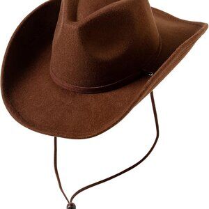 Women Men Felt Cowboy Hat Wide Brim Western Cowgirl Party Accessory